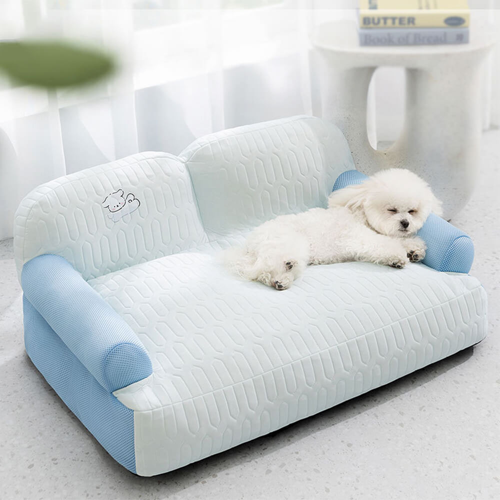 Letto per cani con supporto per il collo in lattice traspirante e fresco.