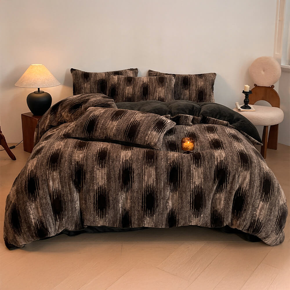 Set di lenzuola Deluxe in velluto floreale double face a doppio calore