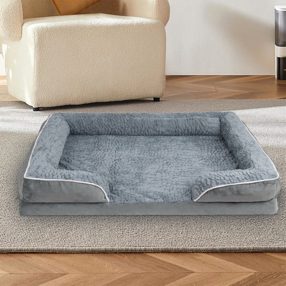 Letto ortopedico per cani impermeabile, completamente circondato e con supporto rimovibile.