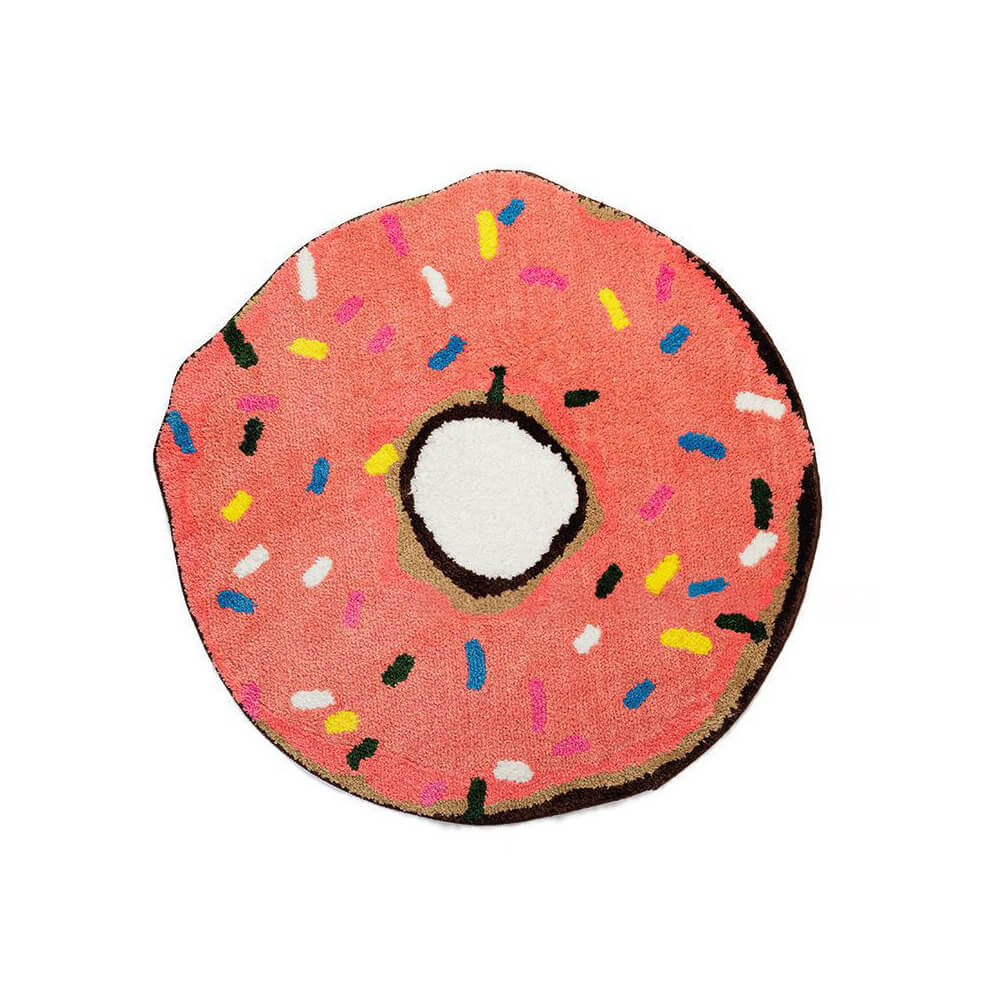 Alfombra decorativa antideslizante flocada para sala de estar con forma de donut