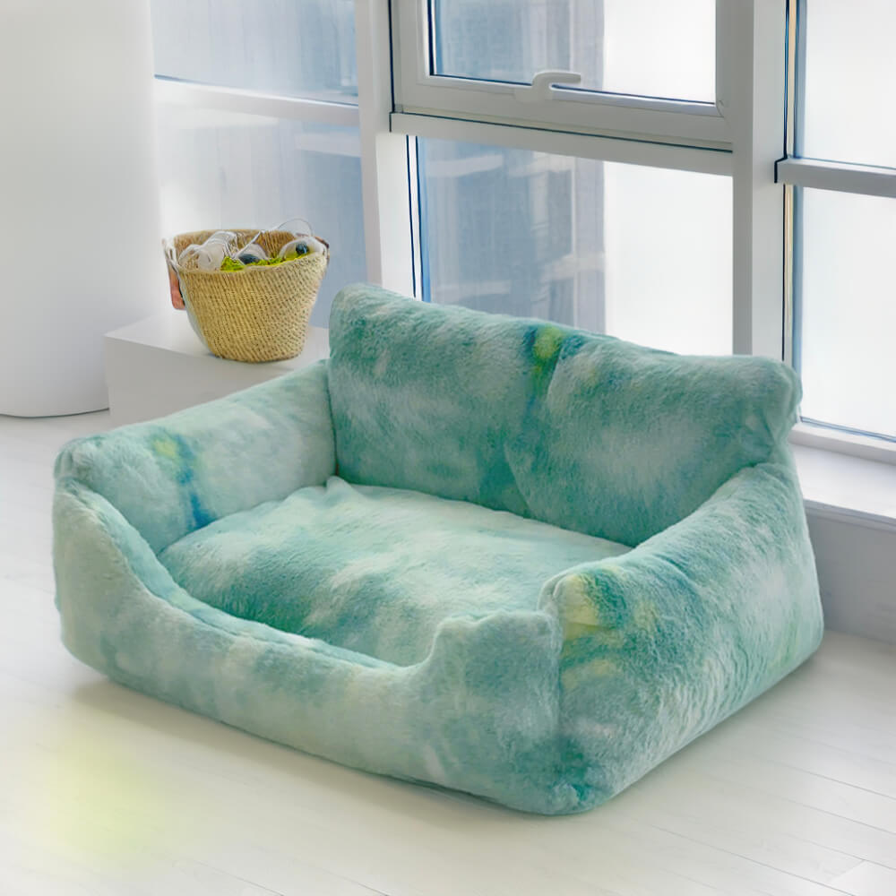 Dreamy Rainbow Color Plush Cozy Dog Sofa Bed