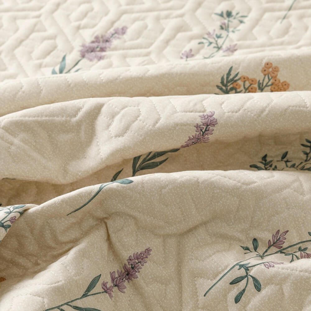 Elegant Floral Cotton Fitted Sheet Mattress Cover