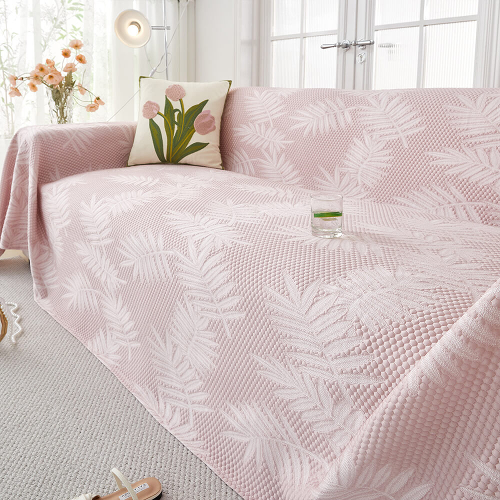 Elegant Willow Leaf Pattern Ice Silk Cooling Couch Cover