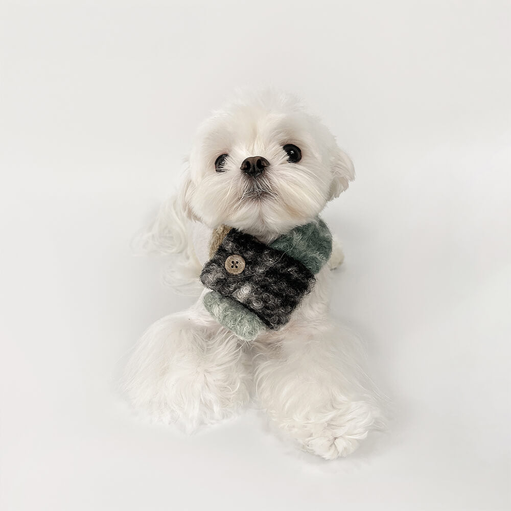 Fashionable Plaid Color Block Plush Warm Pet Scarf