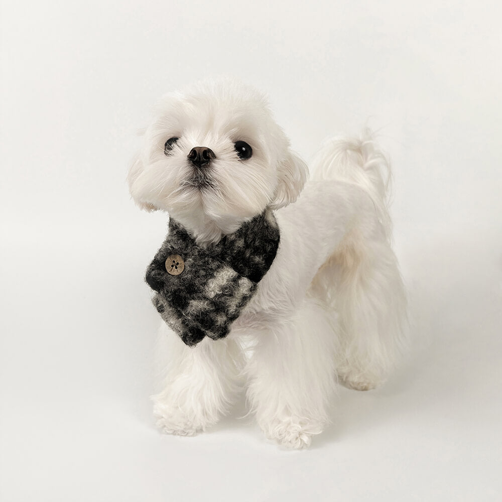 Fashionable Plaid Color Block Plush Warm Pet Scarf