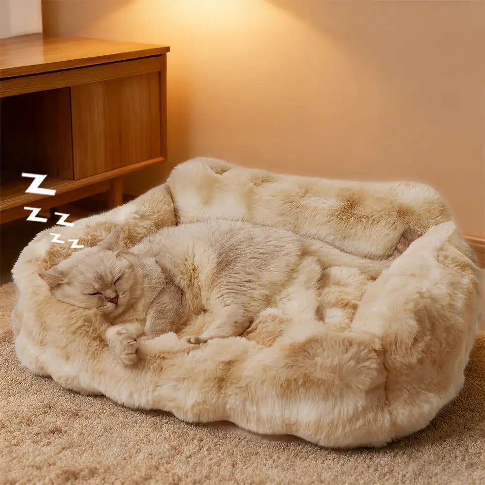 Letto per cani e gatti in velluto finto di coniglio soffice e fluffy