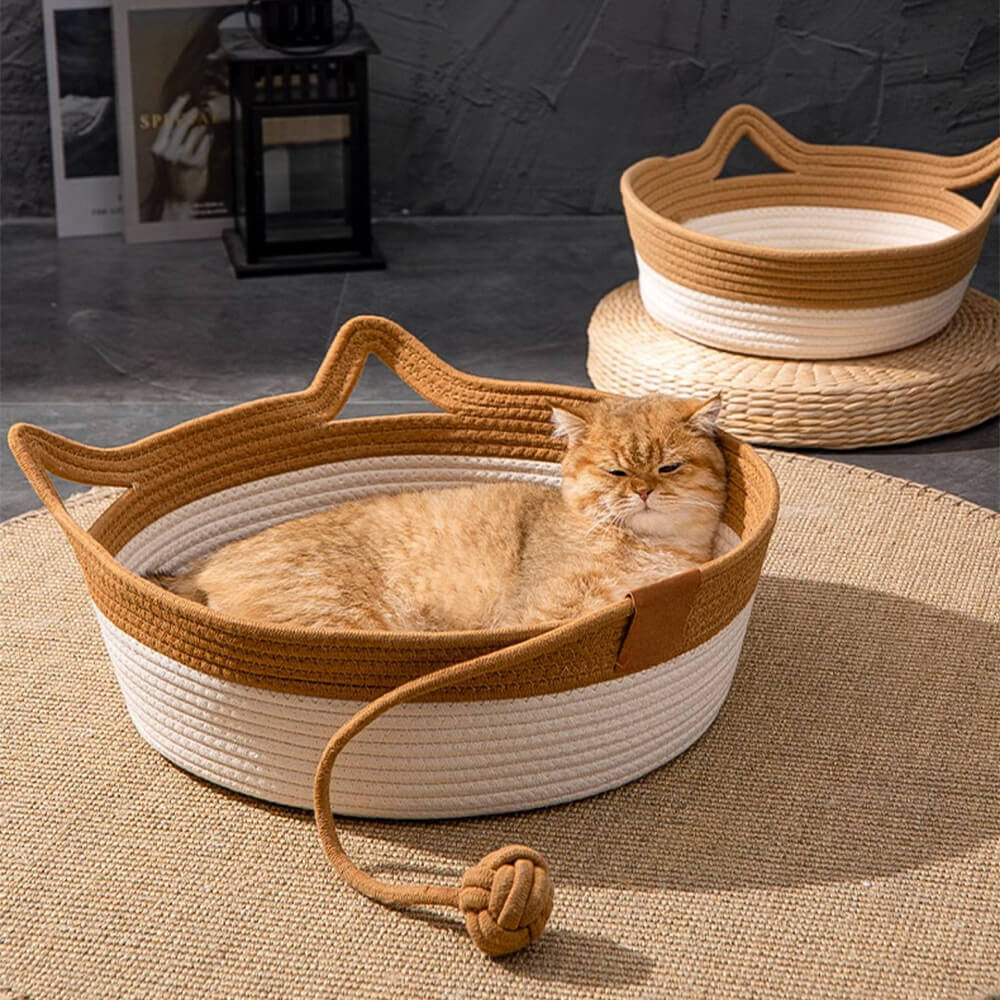 Letto per gatti intrecciato, durevole, multiuso e fatto a mano