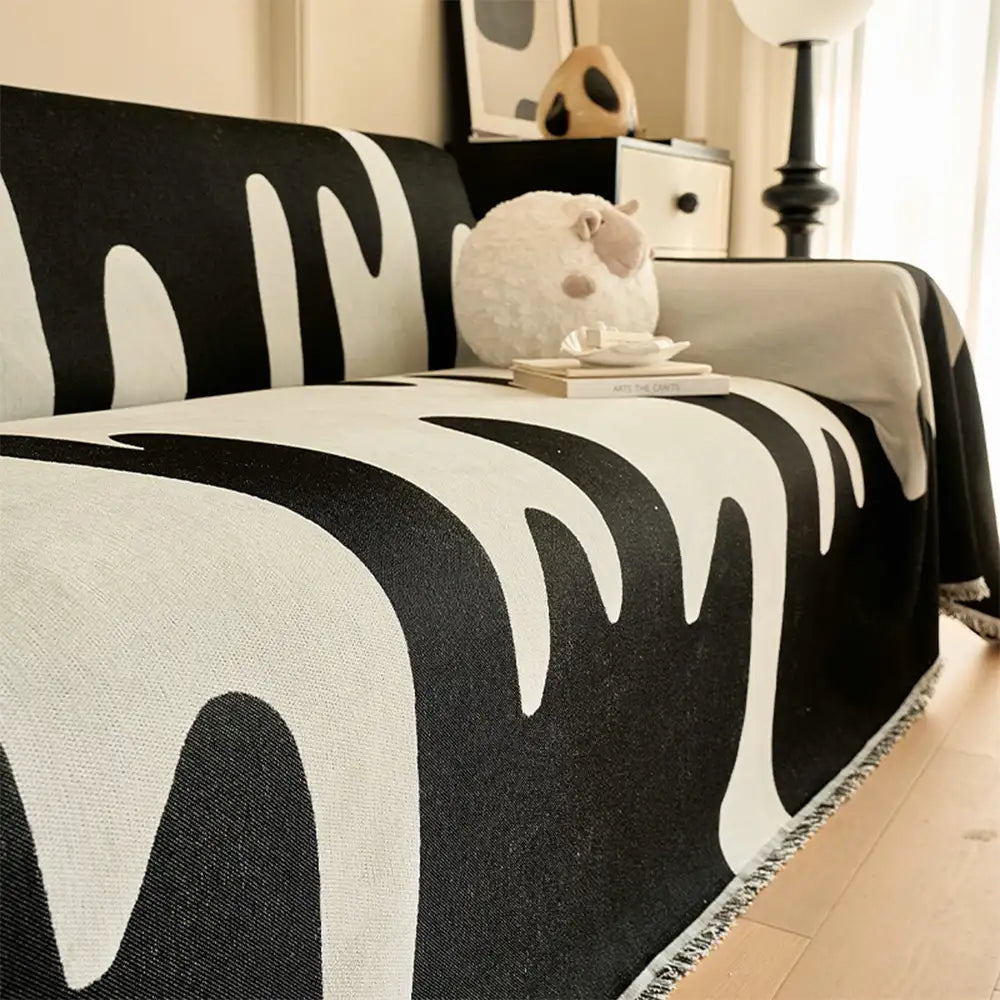 Copertura per divano universale multifunzionale a copertura totale in chenille Wave Gelato per tutte le stagioni