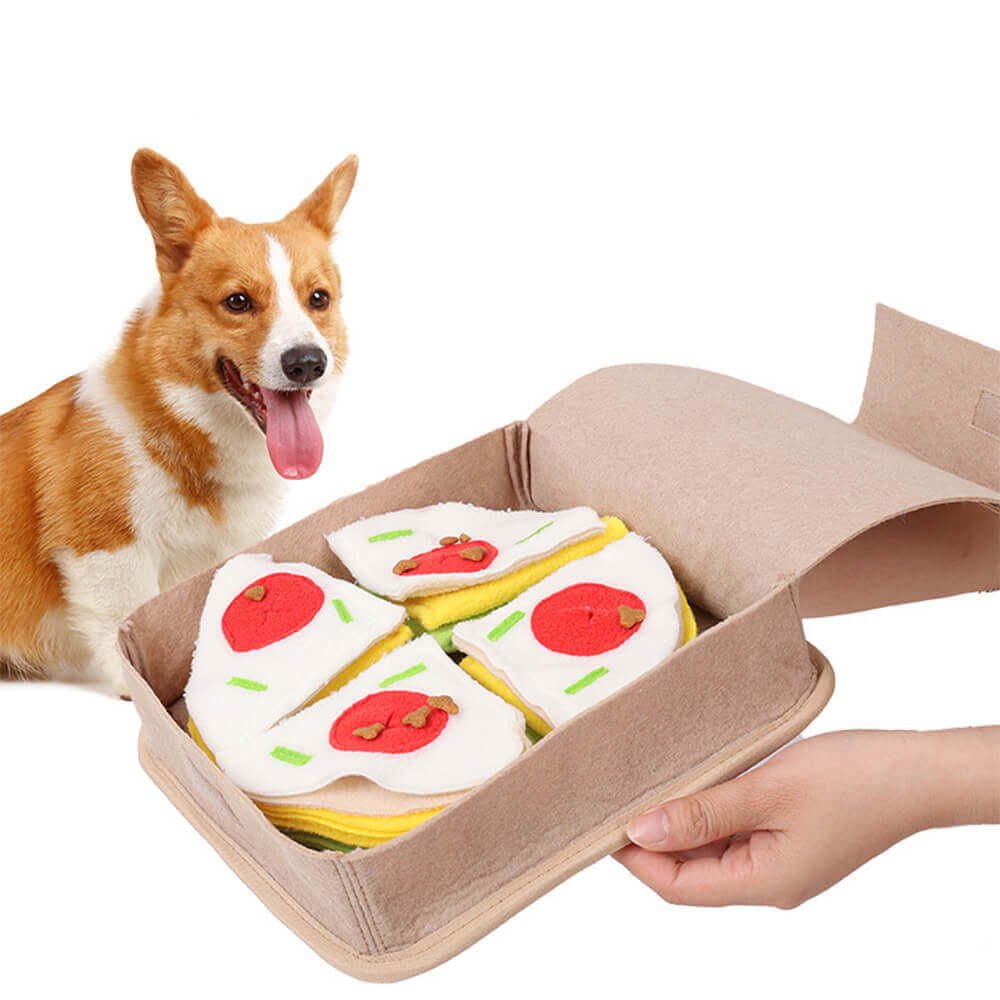 Juguete interactivo con alimentador lento, tapete para Snuffle para Pizza, juguete para perros