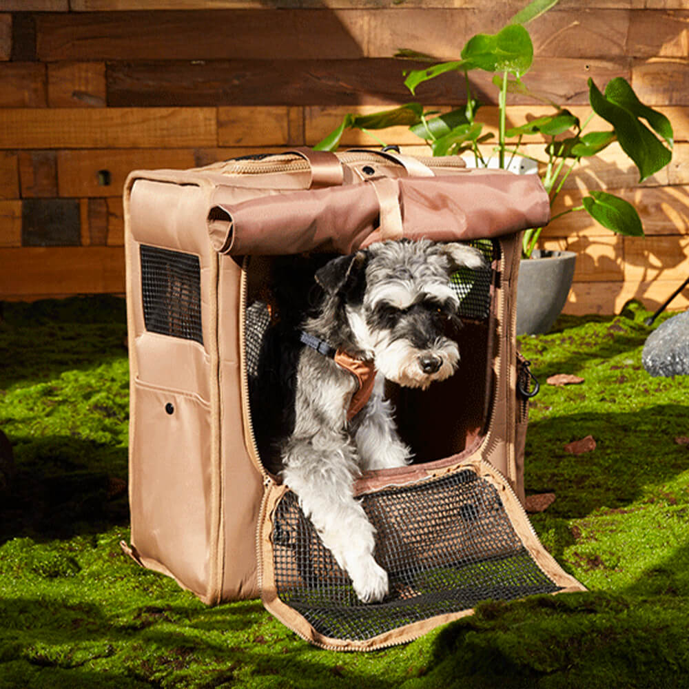 Zaino da viaggio per animali domestici con grande spazio, rete traspirante e impermeabile.