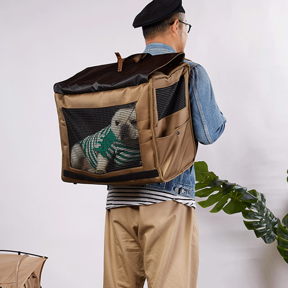 Zaino da viaggio per animali domestici con grande spazio, rete traspirante e impermeabile.