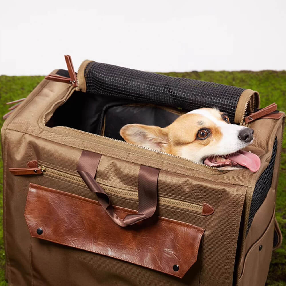 Zaino da viaggio per animali domestici con grande spazio, rete traspirante e impermeabile.