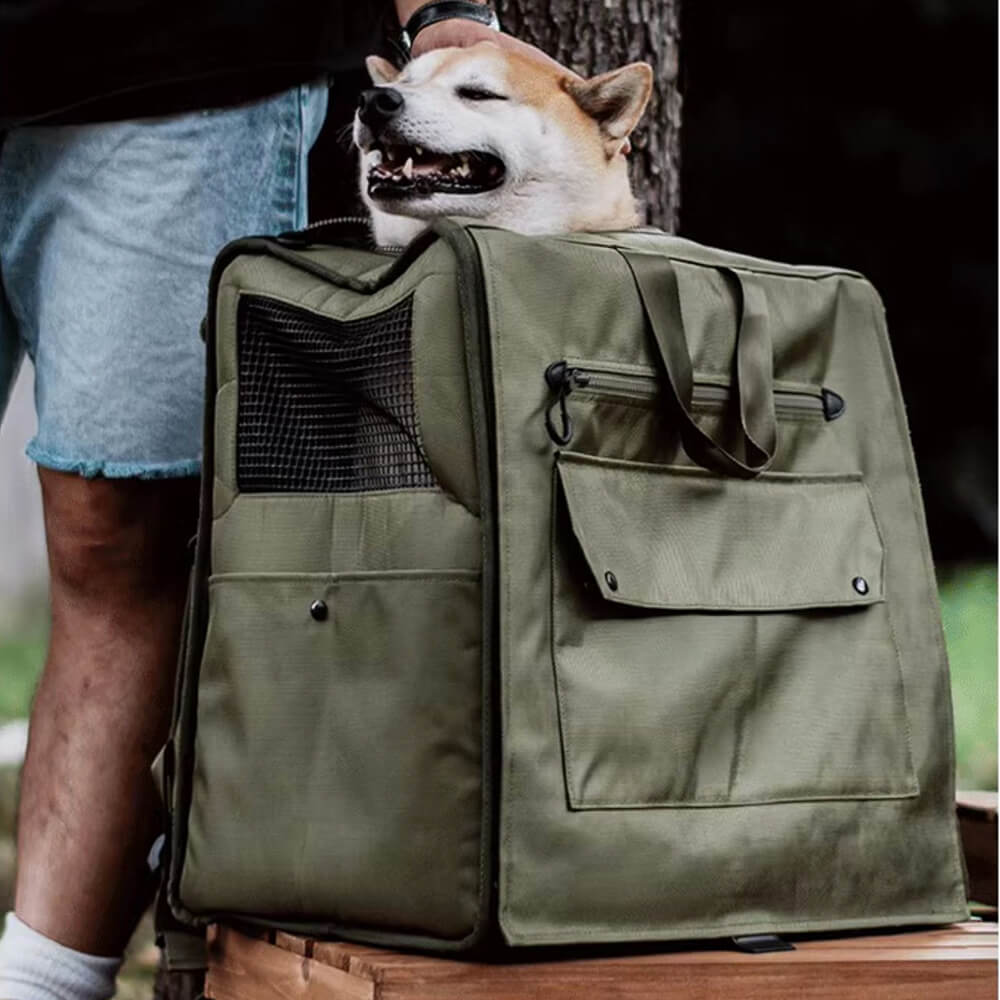 Zaino da viaggio per animali domestici con grande spazio, rete traspirante e impermeabile.