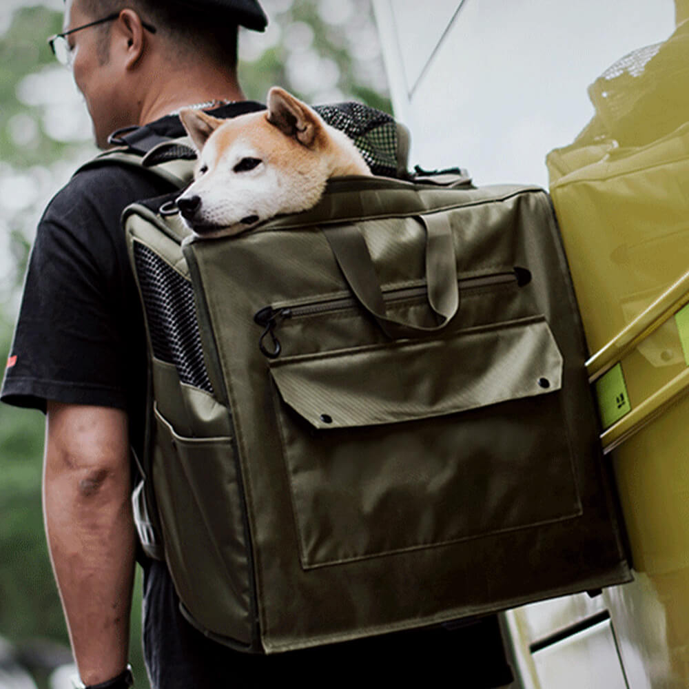Zaino da viaggio per animali domestici con grande spazio, rete traspirante e impermeabile.