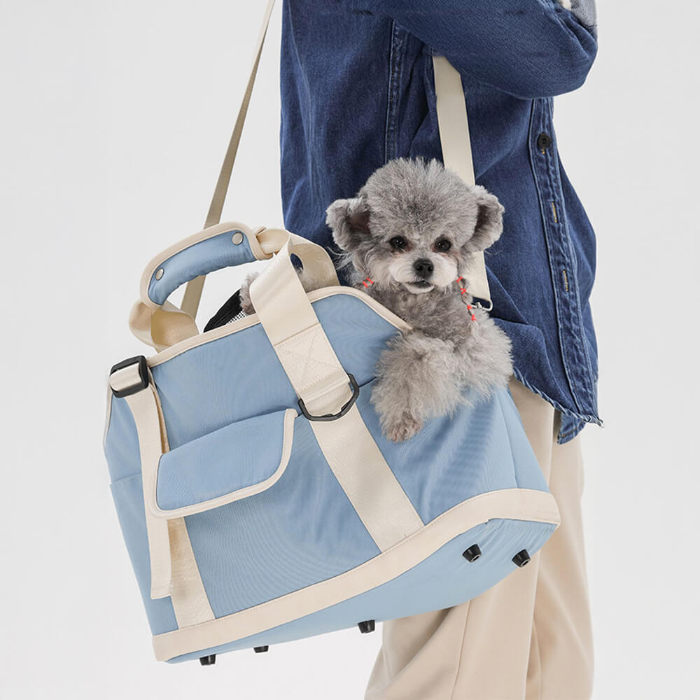 Borsa da viaggio multifunzionale impermeabile per animali domestici leggera in colore a contrasto