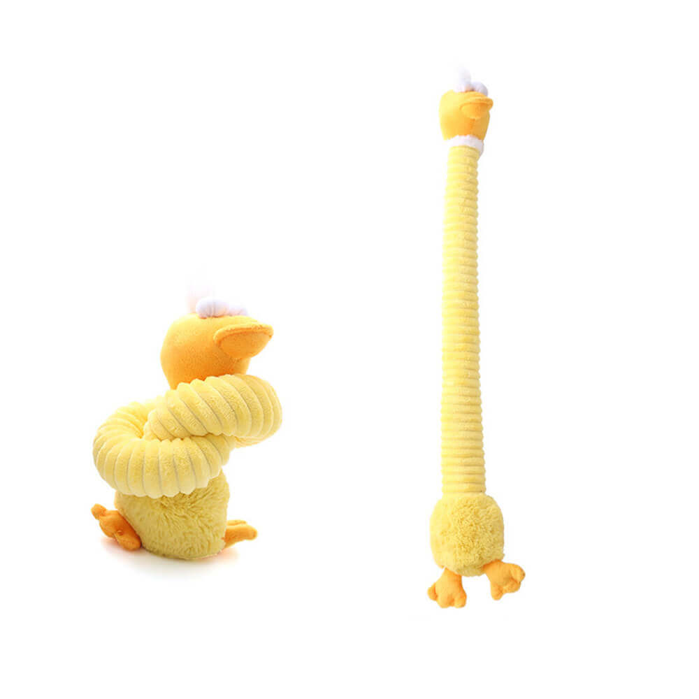 Giocattolo per cani interattivo in peluche a forma di animale dal collo lungo con suono di squeezer