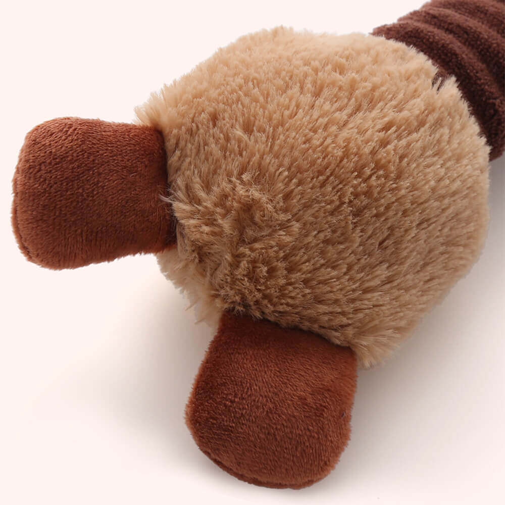 Giocattolo per cani interattivo in peluche a forma di animale dal collo lungo con suono di squeezer