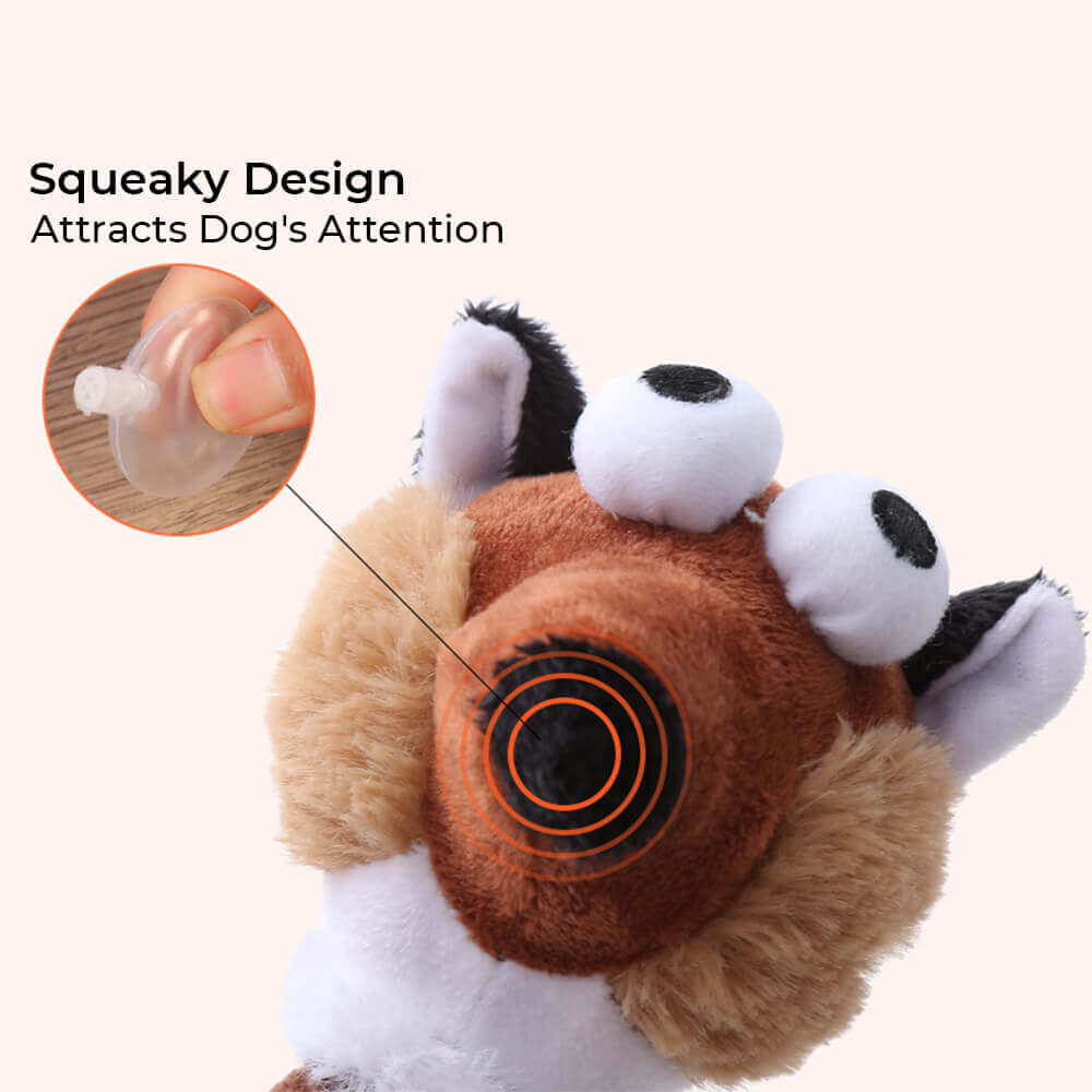 Giocattolo per cani interattivo in peluche a forma di animale dal collo lungo con suono di squeezer