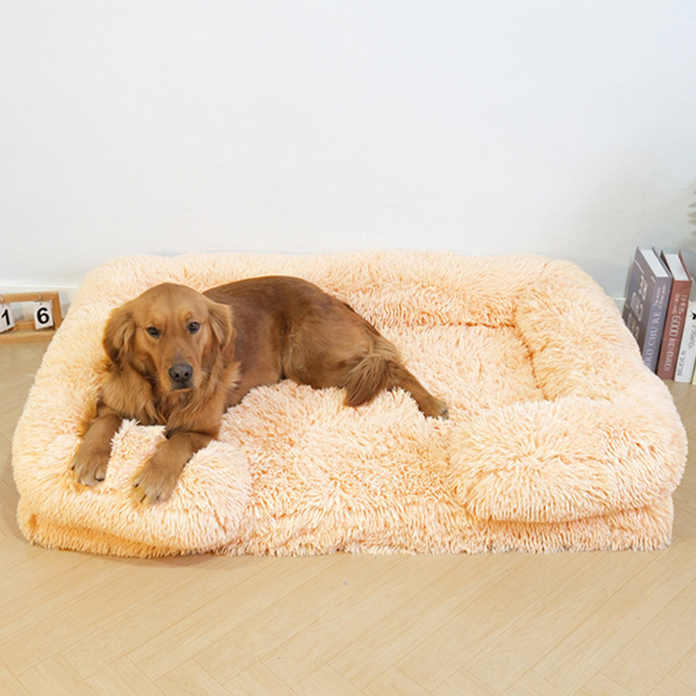 Letto per Cani con Supporto Largo in Peluche - Quadrato per Sonno Profondo