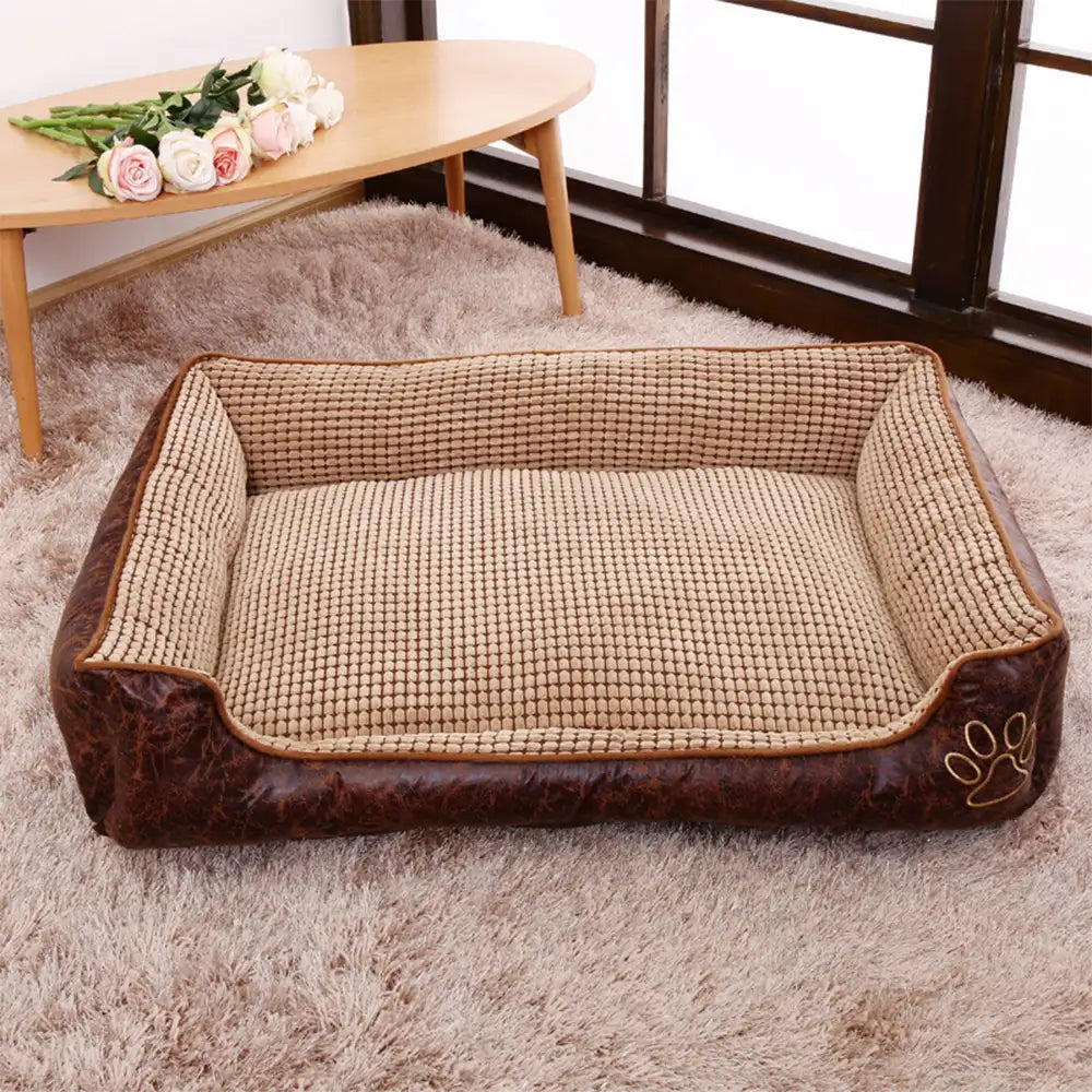 Letto per cani in morbida ecopelle lavabile con soffice pile di lusso
