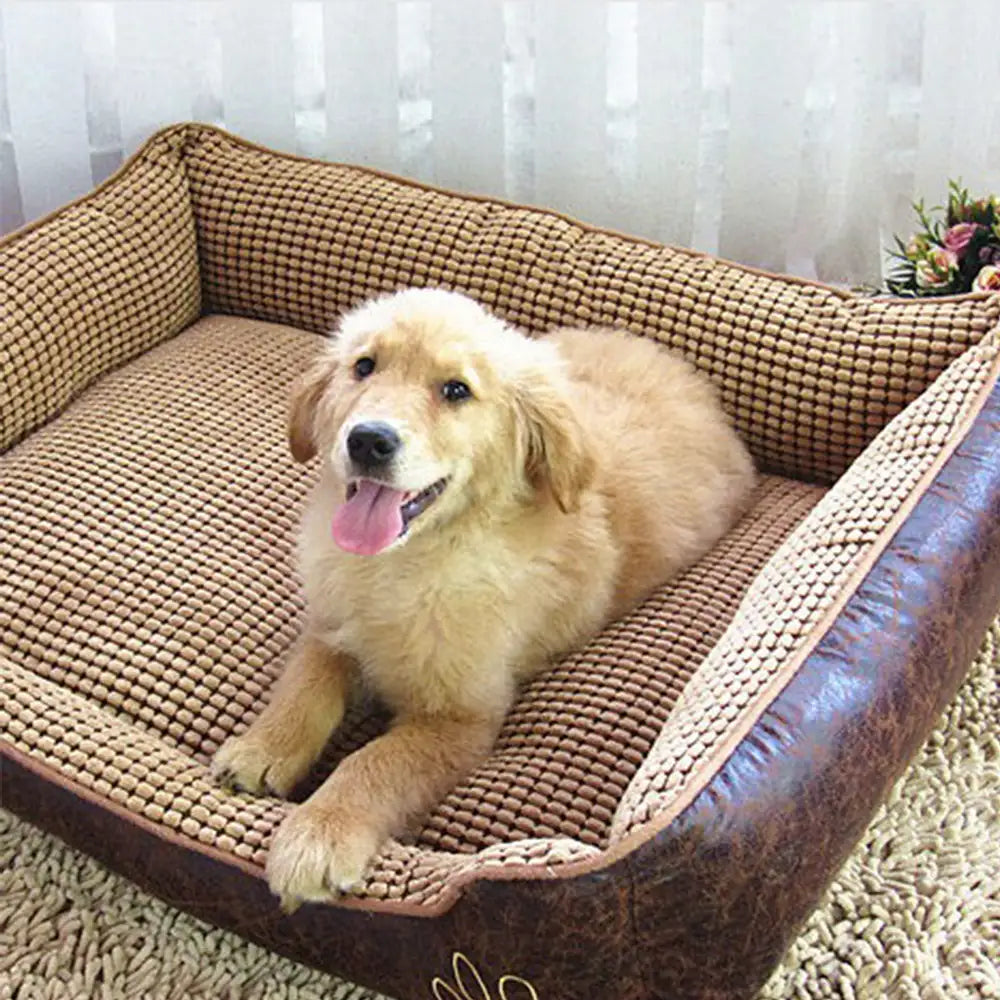 Letto per cani in morbida ecopelle lavabile con soffice pile di lusso