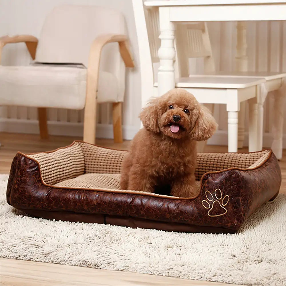 Letto per cani in morbida ecopelle lavabile con soffice pile di lusso