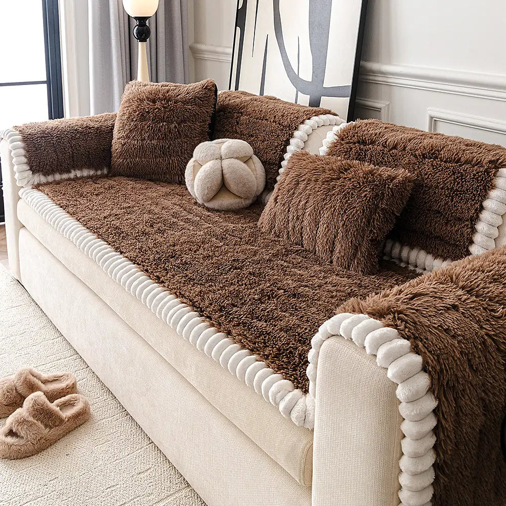 Copertura per divano di lusso in peluche spesso e morbido, confortevole e antiscivolo