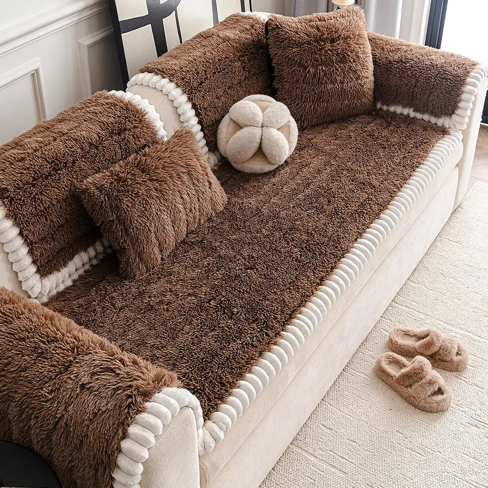 Copertura per divano di lusso in peluche spesso e morbido, confortevole e antiscivolo