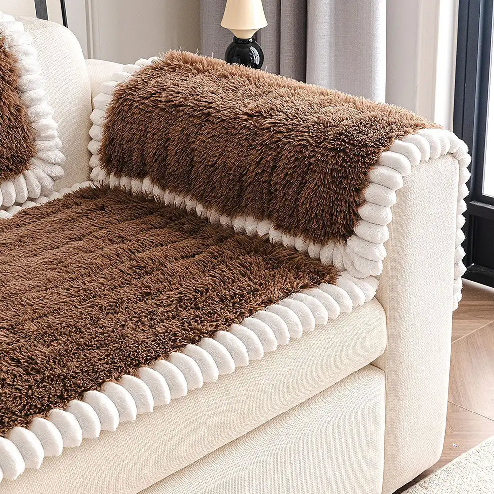 Copertura per divano di lusso in peluche spesso e morbido, confortevole e antiscivolo