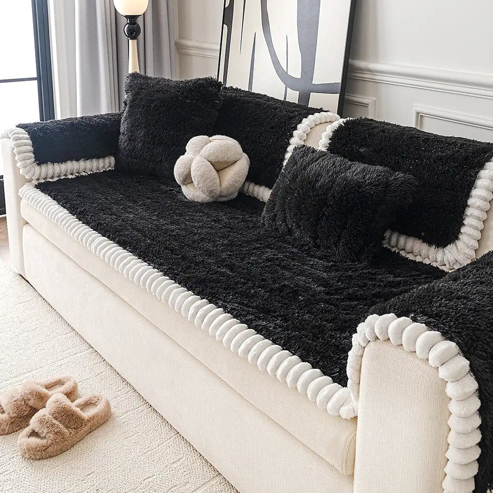 Copertura per divano di lusso in peluche spesso e morbido, confortevole e antiscivolo