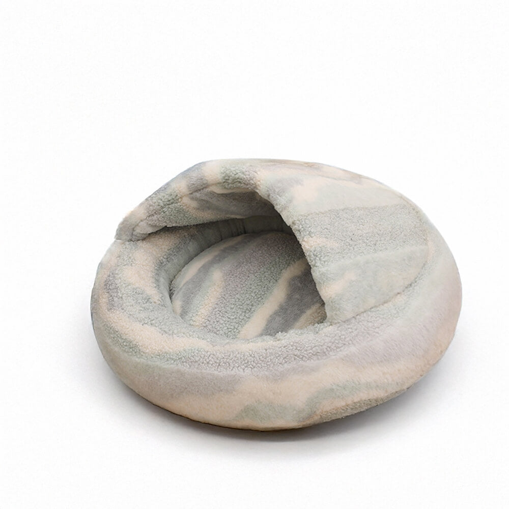 Luxury Marble  Striped Cozy Semi-Enclosed  Cave Dog & Cat Bed