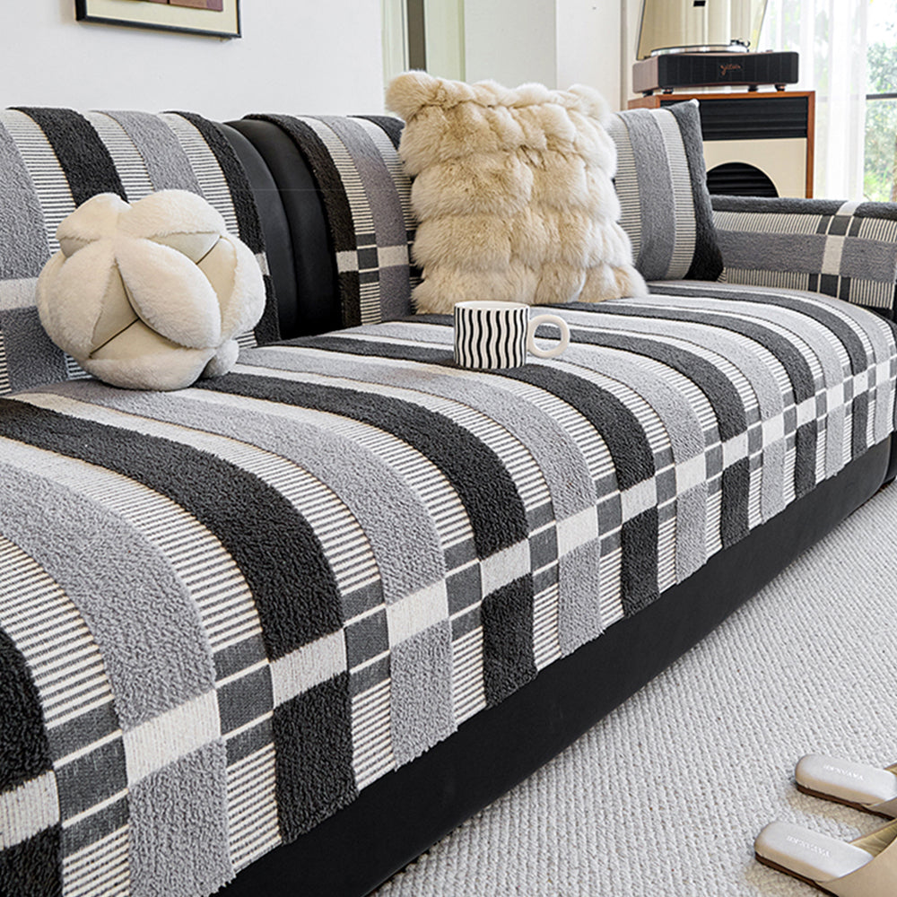 Copertura per divano non scivolosa in chenille resistente ai graffi per mobili in stile moderno di metà secolo