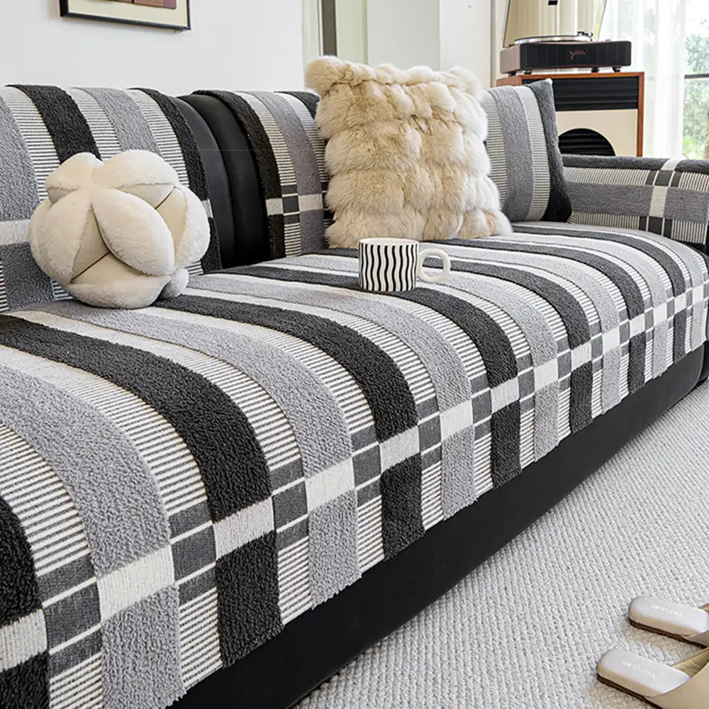 Copertura per divano non scivolosa in chenille resistente ai graffi per mobili in stile moderno di metà secolo