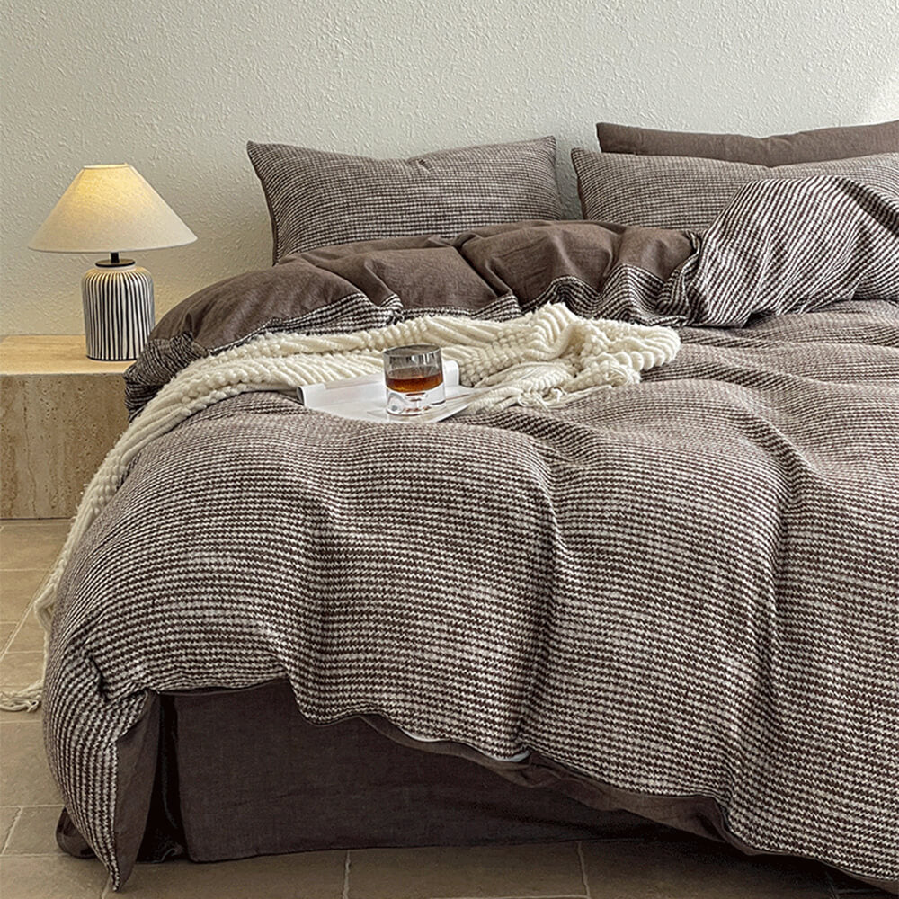 Set di lenzuola in cotone morbido a chevron minimalista