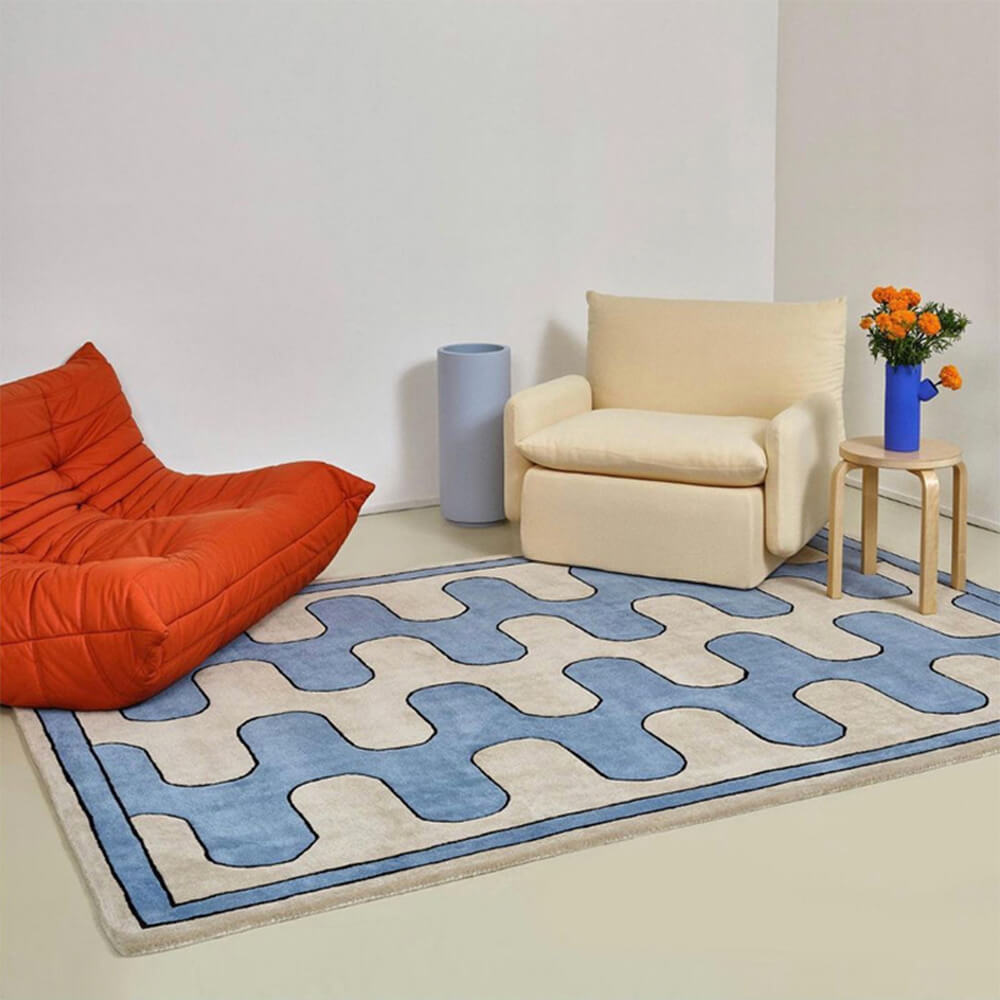 Modern Art Color Block Faux Cashmere Rug