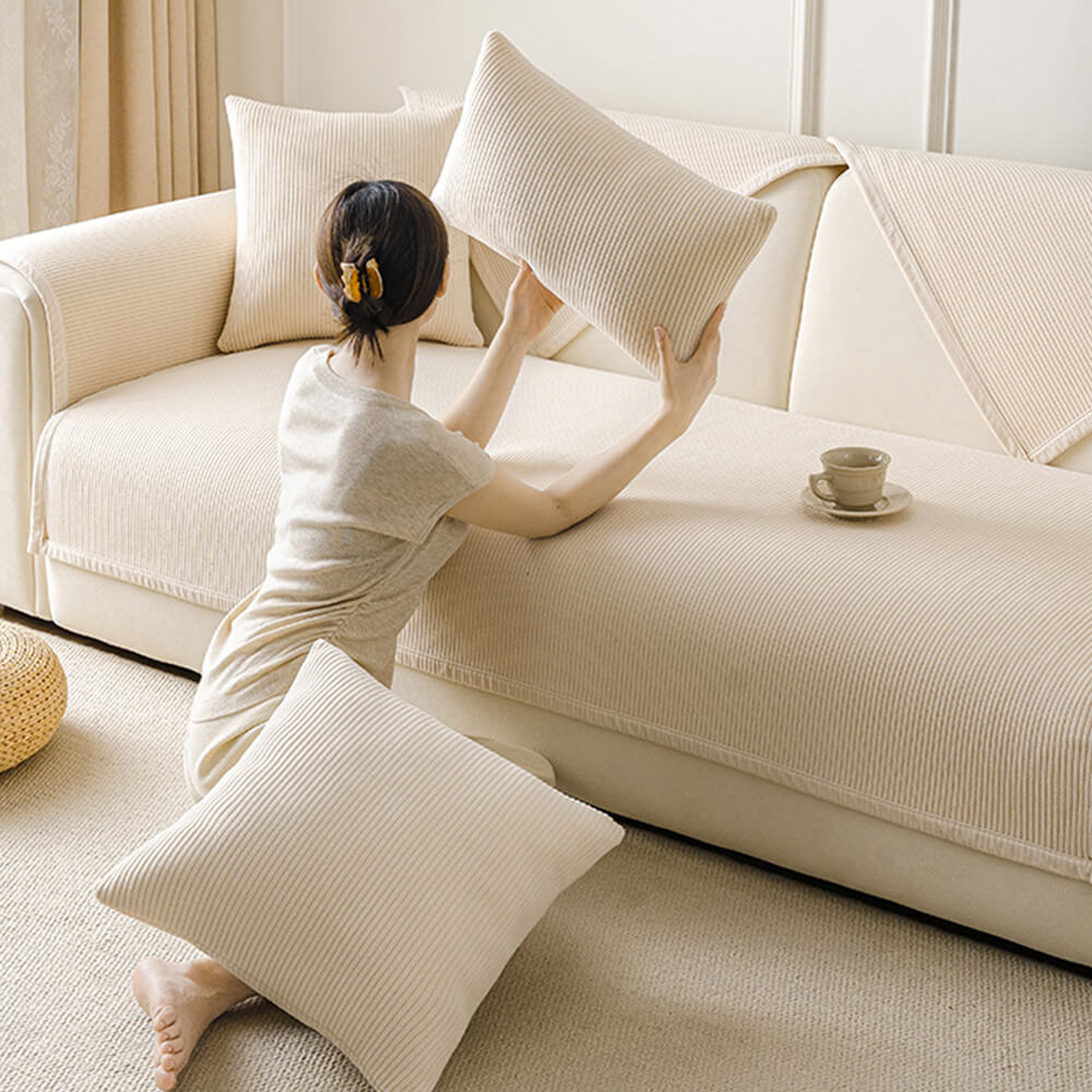 Copertura per divano in pile a righe verticali moderne per tutte le stagioni