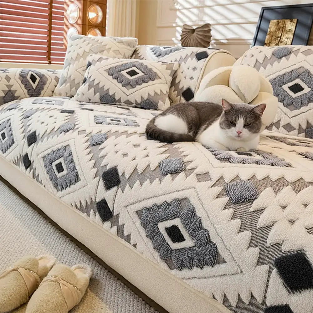 Copritutto moderno geometrico spesso in peluche anti-graffio e antiscivolo