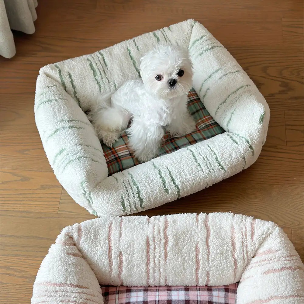 Letto per cani moderno a quadri, spesso e confortevole