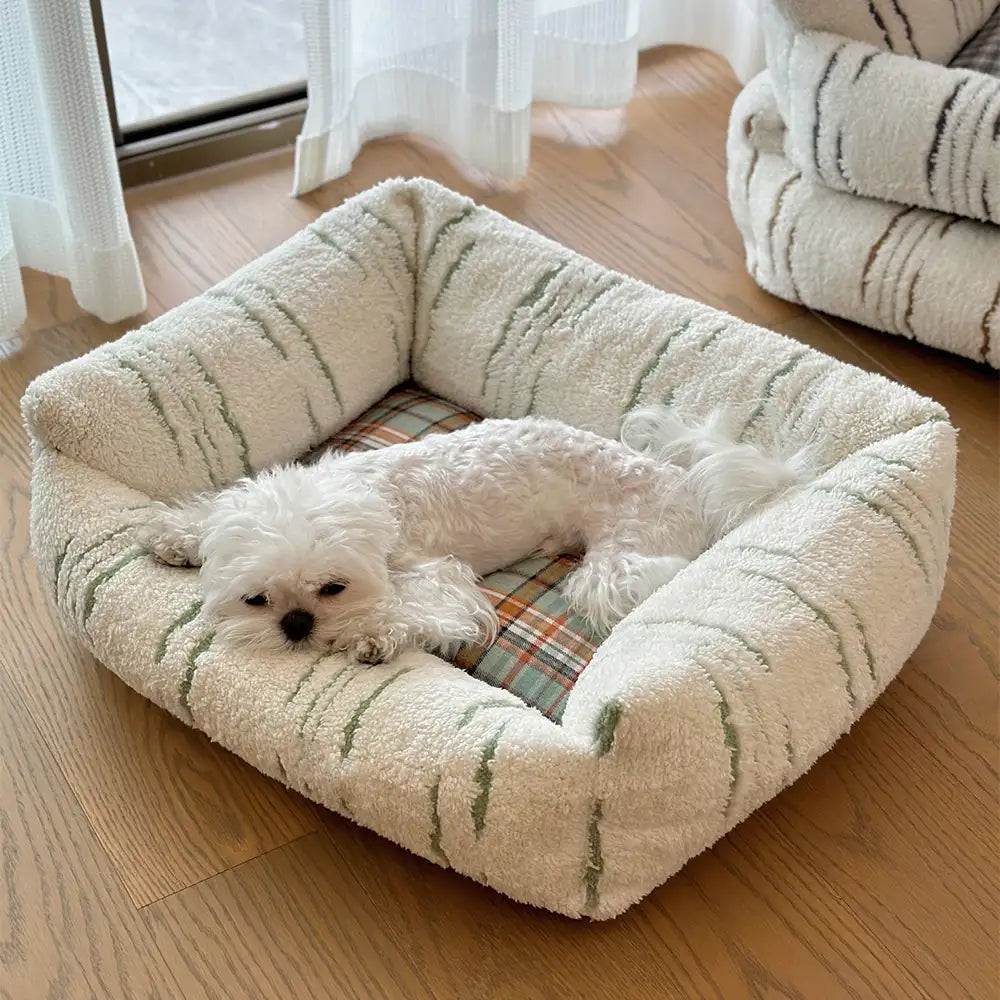 Letto per cani moderno a quadri, spesso e confortevole