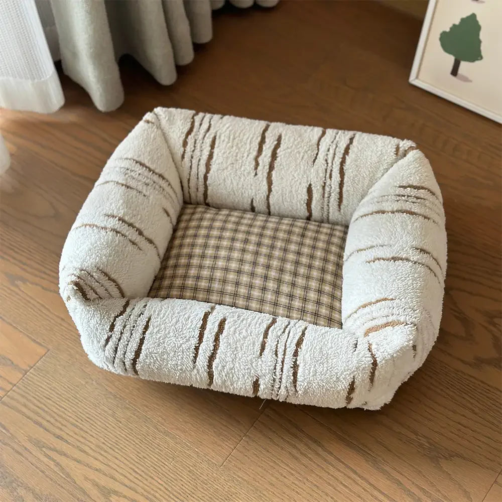 Letto per cani moderno a quadri, spesso e confortevole