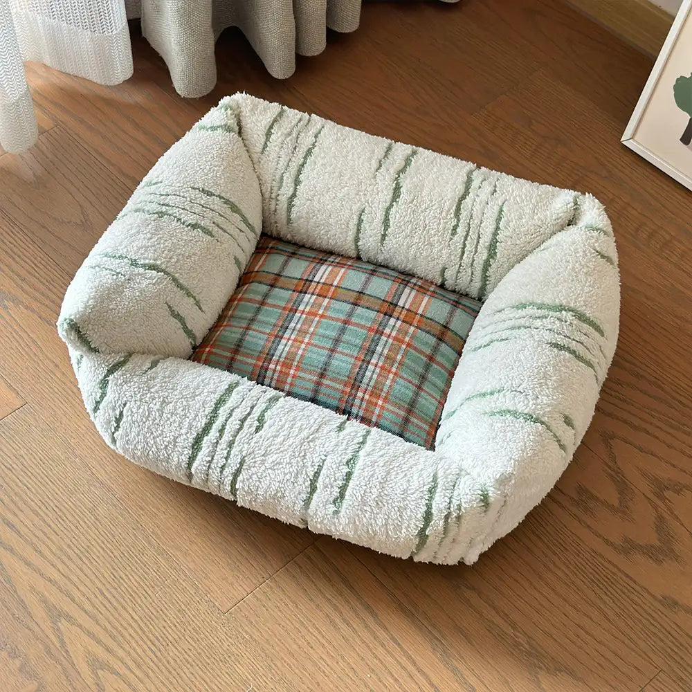 Letto per cani moderno a quadri, spesso e confortevole