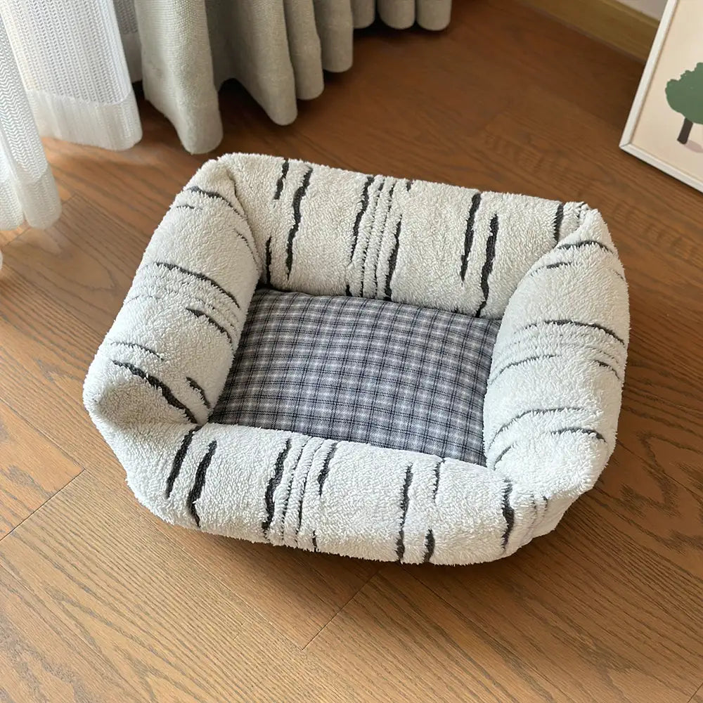 Letto per cani moderno a quadri, spesso e confortevole