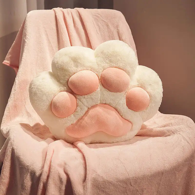 Set di cuscino a forma di zampa di gatto multifunzionale e coperta morbida in peluche corto