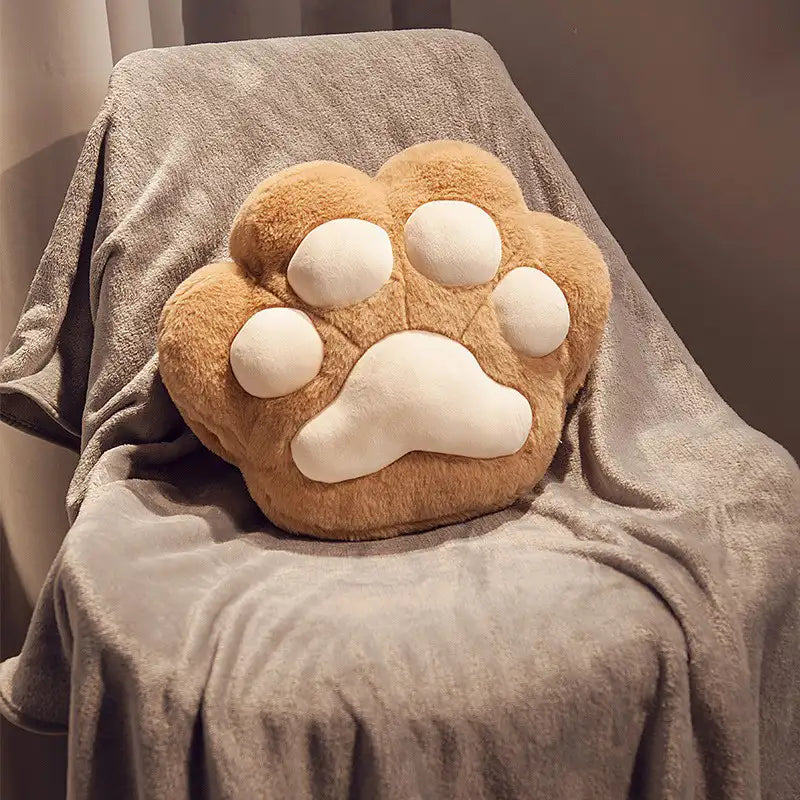 Set di cuscino a forma di zampa di gatto multifunzionale e coperta morbida in peluche corto