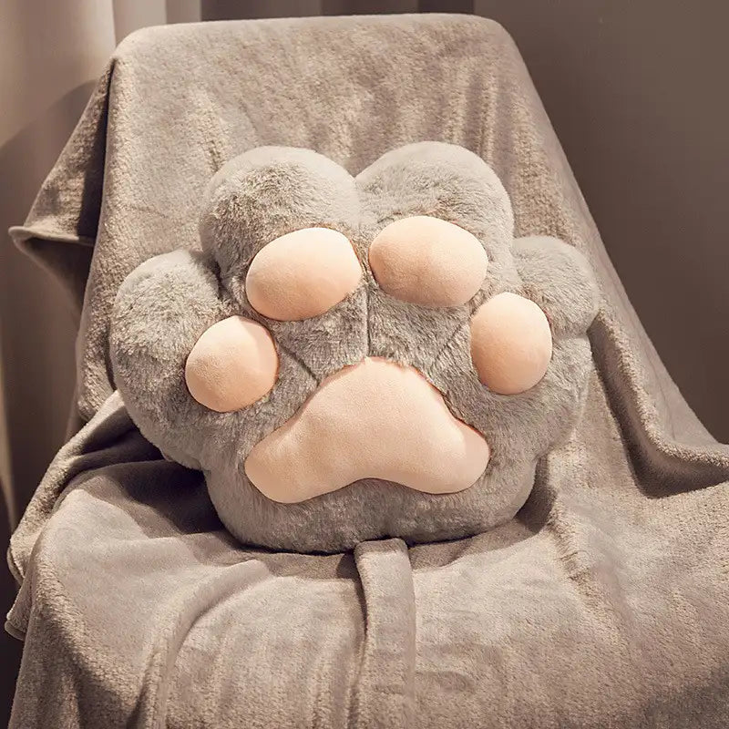 Set di cuscino a forma di zampa di gatto multifunzionale e coperta morbida in peluche corto