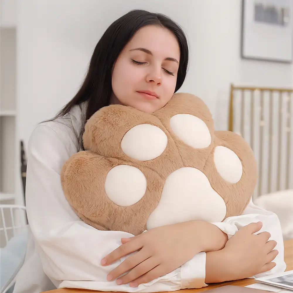 Set di cuscino a forma di zampa di gatto multifunzionale e coperta morbida in peluche corto