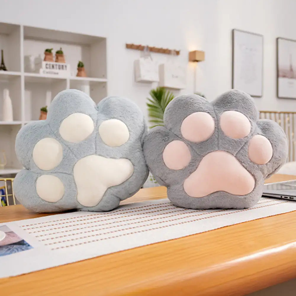 Set di cuscino a forma di zampa di gatto multifunzionale e coperta morbida in peluche corto