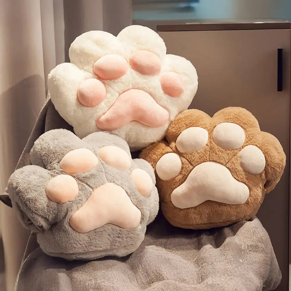 Set di cuscino a forma di zampa di gatto multifunzionale e coperta morbida in peluche corto