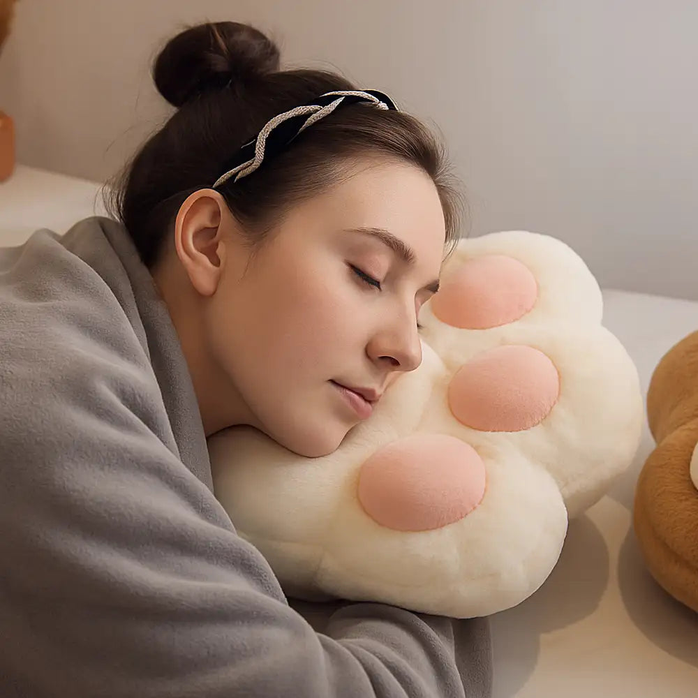 Set di cuscino a forma di zampa di gatto multifunzionale e coperta morbida in peluche corto