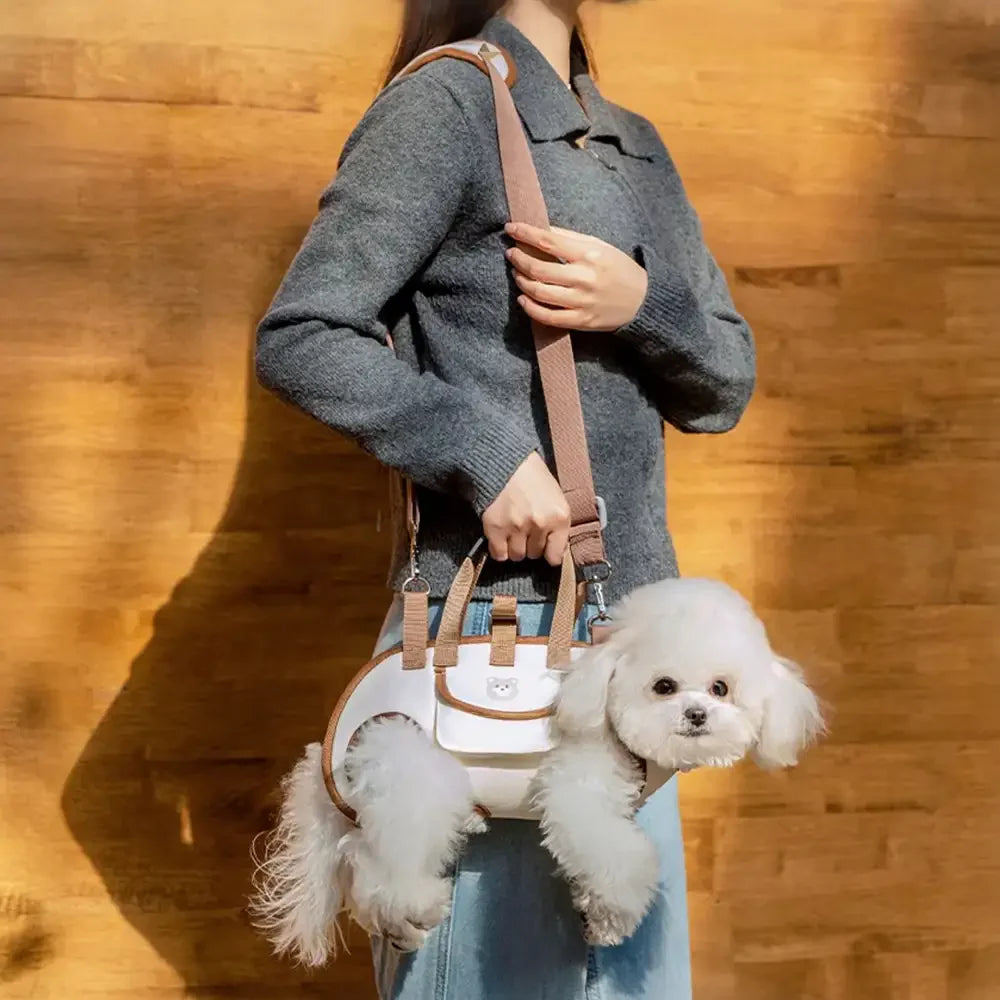 Zaino portatile multifunzionale per cani di piccola taglia con trazione a tracolla